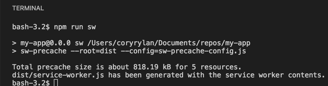 sw precache output